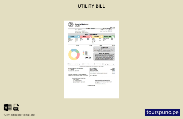Plantilla de factura de servicios públicos lista para imprimir, EE. UU., Pensilv